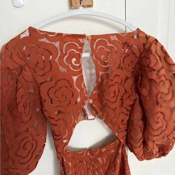 For Love And Lemons Floral Lace Mini Dress in Brown - Picture 9 of 13